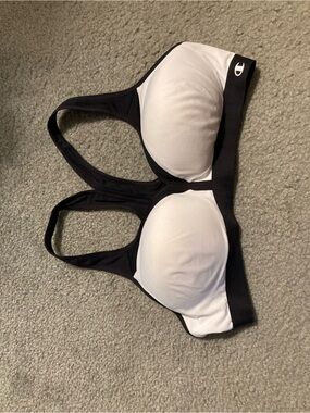 Champion Two-Tone White and Black Padded Racerback Sports Bra